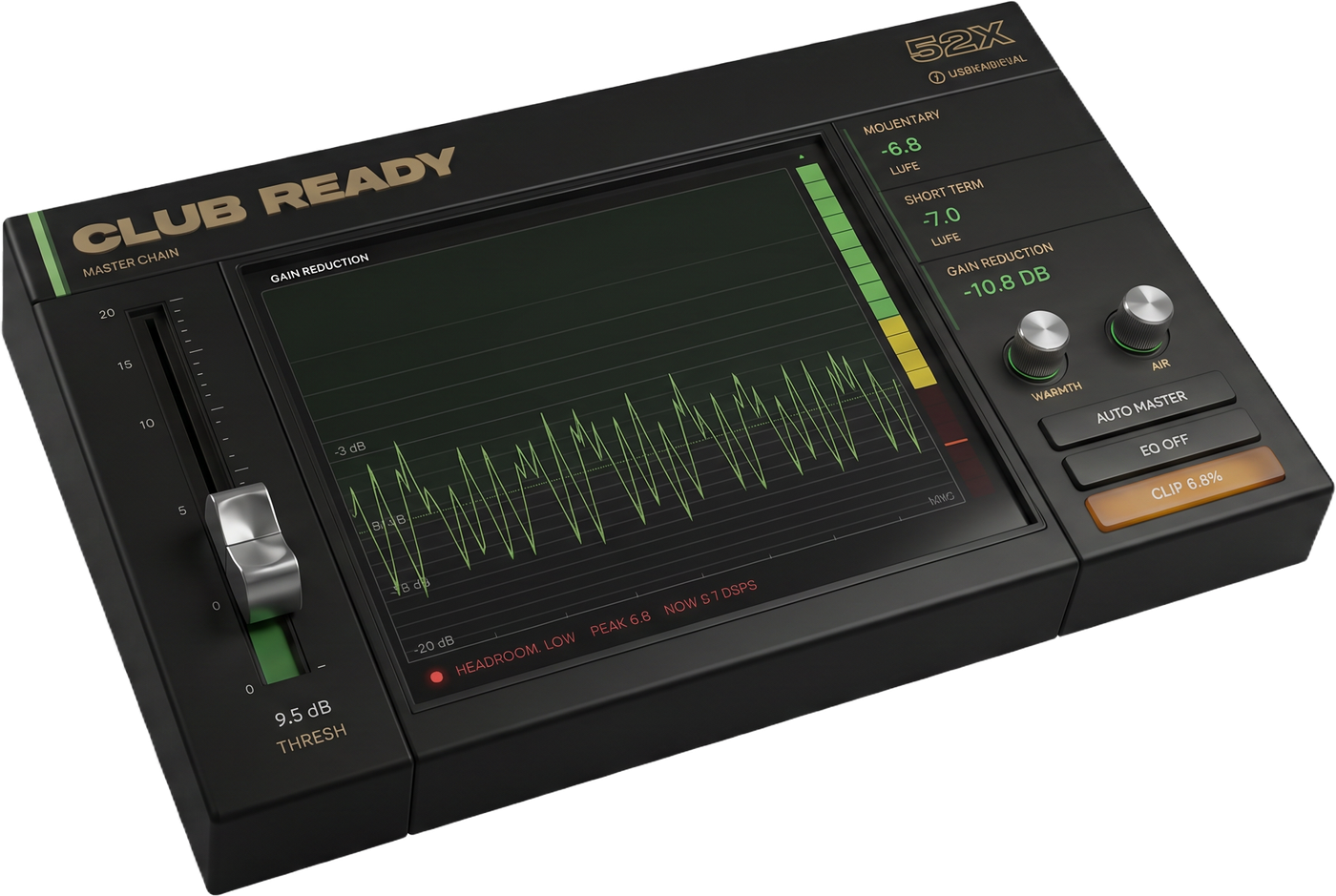 Top-down view of the Mastering Plugin interface